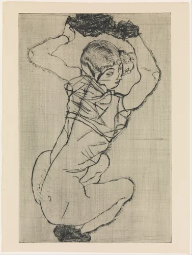 Squatting Woman by Egon Schiele, print, 1914