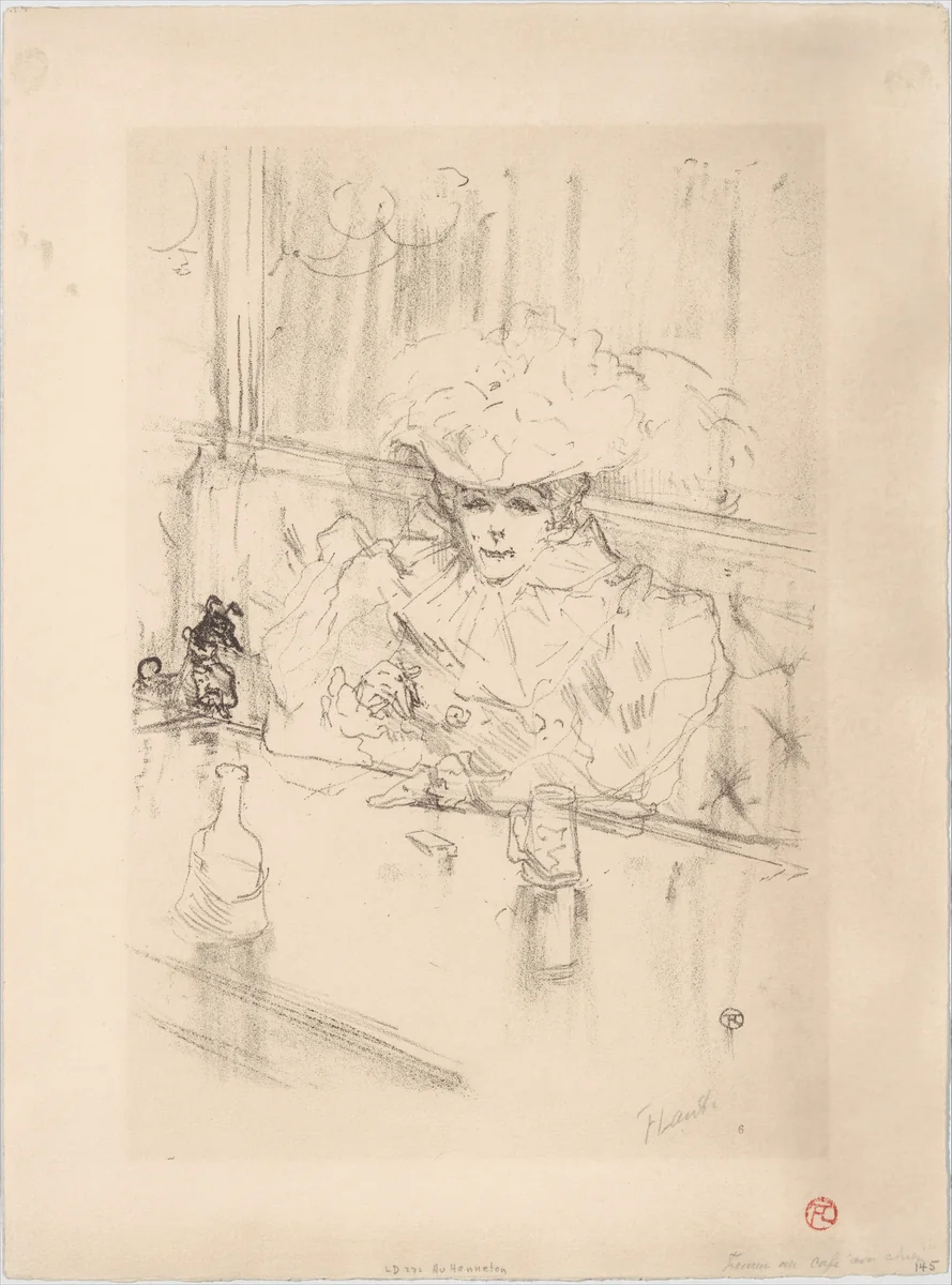 At the Brasserie Hanneton by Henri de Toulouse-Lautrec, print, 1898