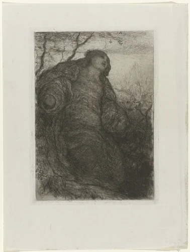 Vrouw onder een boom by Matthijs Maris, print, 1887-1888