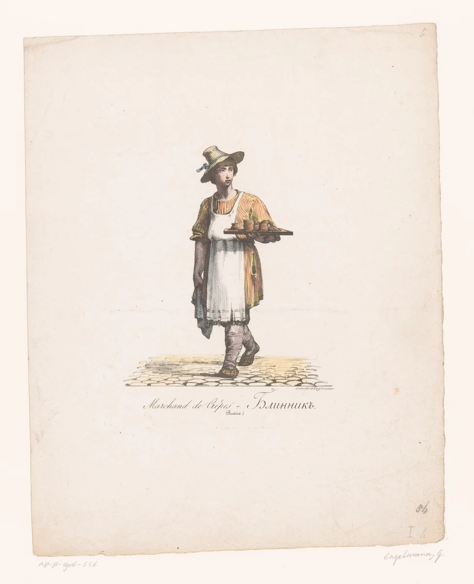 Russische pannenkoekenverkoper by anonymous, print, 1816-1839