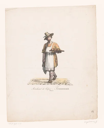 Russische pannenkoekenverkoper by anonymous, print, 1816-1839