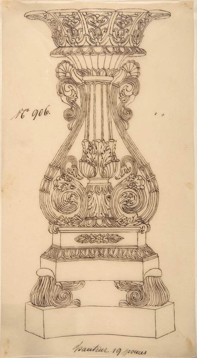 Design for a Candlestick by anonymous, drawing, 1800-1899