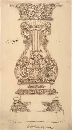 Design for a Candlestick by anonymous, drawing, 1800-1899