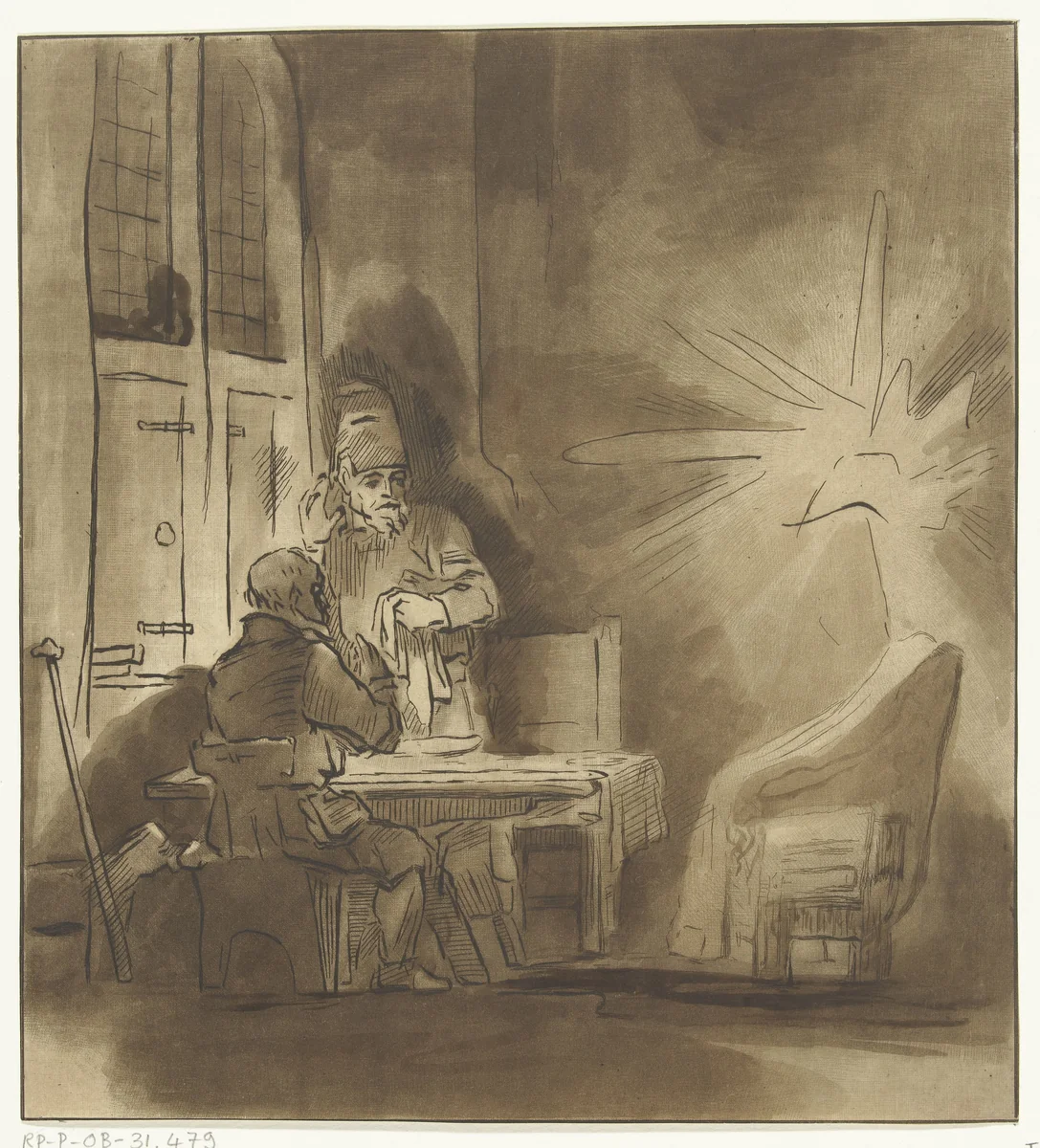 De maaltijd te Emmaüs by Jacobus Buys, print, 1765