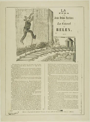 The Escape of Jesus Bruno Martinez from Belen Prison by José Guadalupe Posada, print, 1887-1897