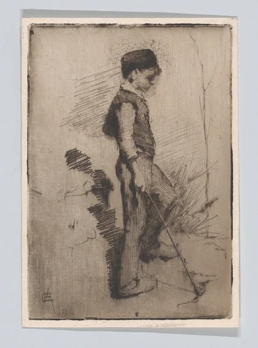 Boy with a Stick by Elizabeth Forbes, print, 1881-1883