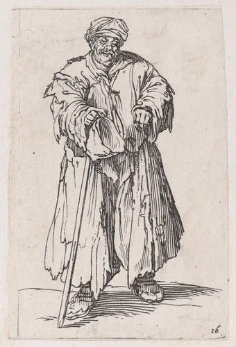 Reverse Copy of Le Mendiant Obèse aux Yeux Baissés (The Obese Beggar with Lowered Eyes), from Les Gueux suite appelée aussi Les Mendiants, Les Baroni, ou Les Barons (The Beggars, also called the Barons) by anonymous, print, 1625-1700
