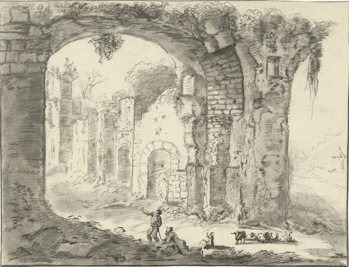 Landschap met ruïne by Jurriaan Cootwijck, print, 1724-1798