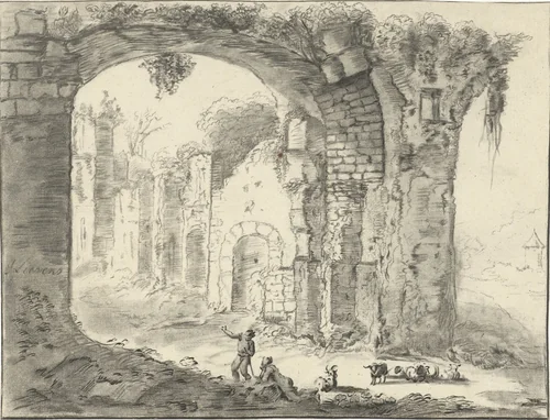 Landschap met ruïne by Jurriaan Cootwijck, print, 1724-1798