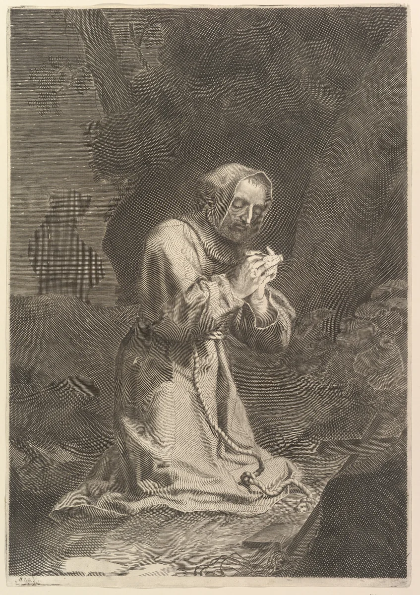 St. Francis of Assisi by Nicolas Bazin, print, 1600-1688