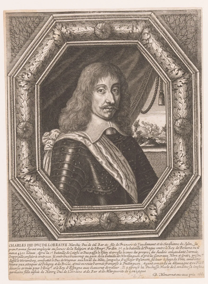Portret van Karel IV van Lotharingen by anonymous, print, 1661
