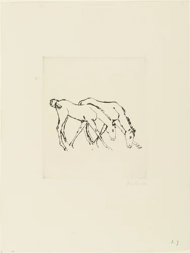 Two Colts Grazing (Zwei Fohlen, grasend) by Renée Sintenis, print, 1919
