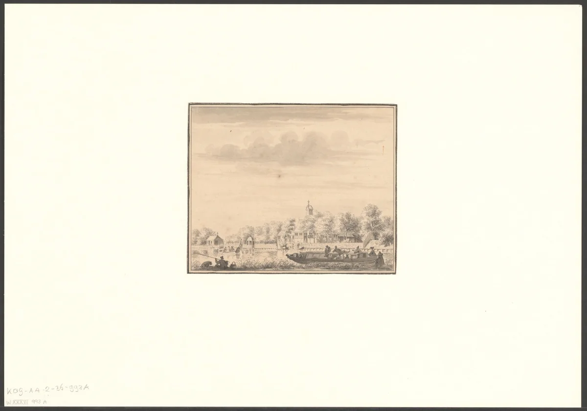 Gezicht op de Amstel by Cornelis Pronk, drawing, 1701-1759