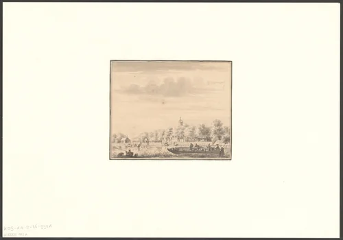 Gezicht op de Amstel by Cornelis Pronk, drawing, 1701-1759