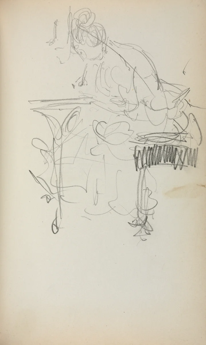 Italian Sketchbook: Seated Woman Sewing (page 153) by Maurice Prendergast, book, 1898-1899