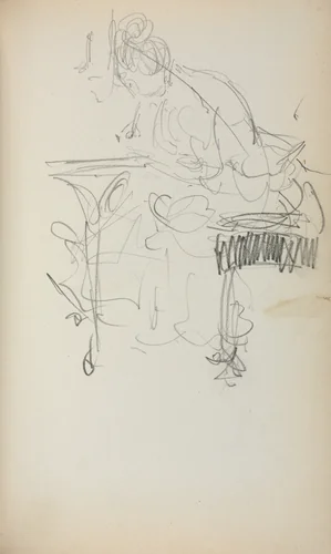 Italian Sketchbook: Seated Woman Sewing (page 153) by Maurice Prendergast, book, 1898-1899