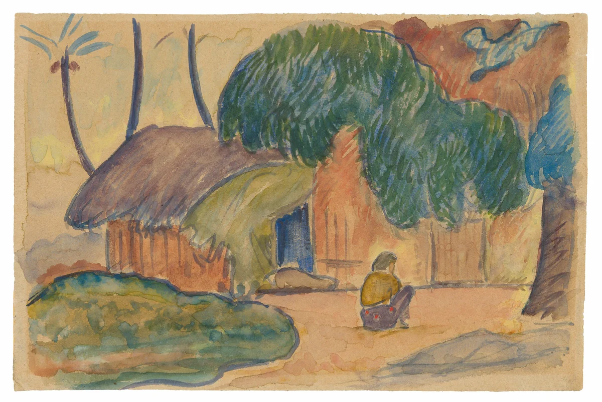 Tahitian Hut by Paul Gauguin, painting, 1891-1893