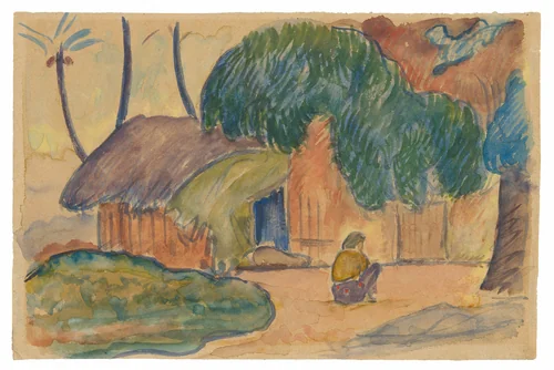 Tahitian Hut by Paul Gauguin, painting, 1891-1893