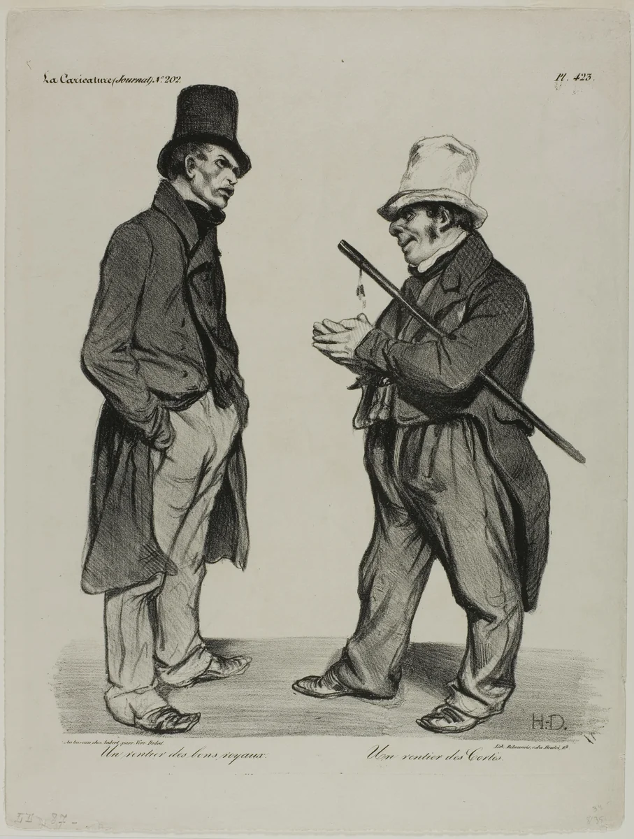 An Investor of Spanish Cortes Bonds. An Investor of Spanish Government Bonds, plate 423 by Honoré-Victorin Daumier, print, 1834