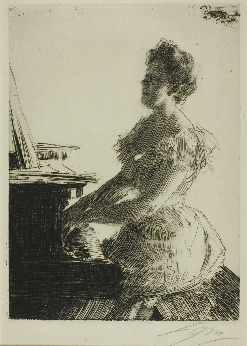 At the Piano by Anders Zorn, print, 1900