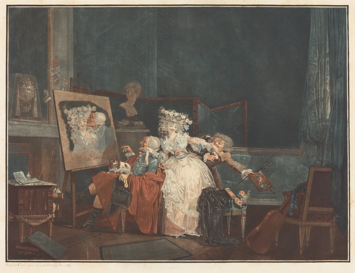 Les Deux Baisers (The Two Kisses) by Philibert Louis Debucourt, print, 1786