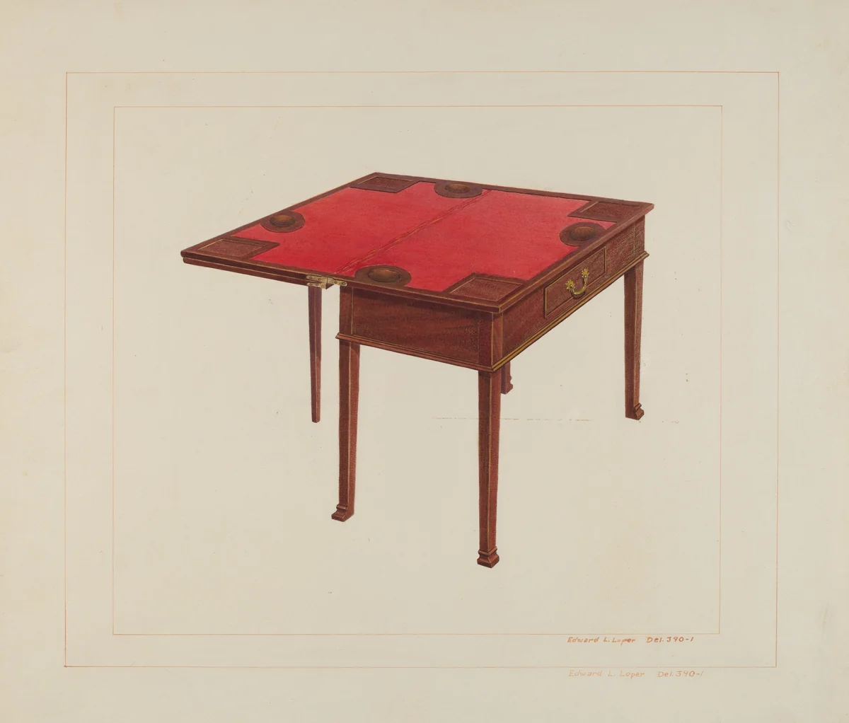 Three Leaf Gaming Table by Edward L. Loper, index of american design, 1938
