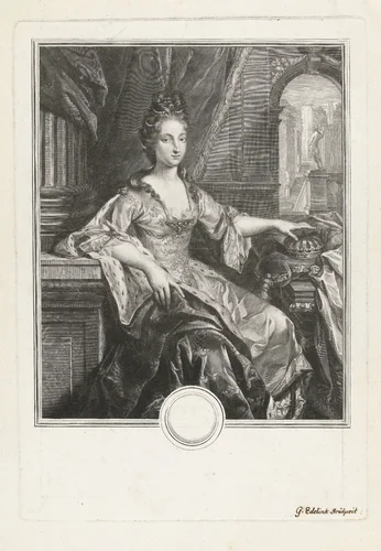 Portret van Ulrika Eleonora van Denemarken by Gerard Edelinck, print, 1652-1707