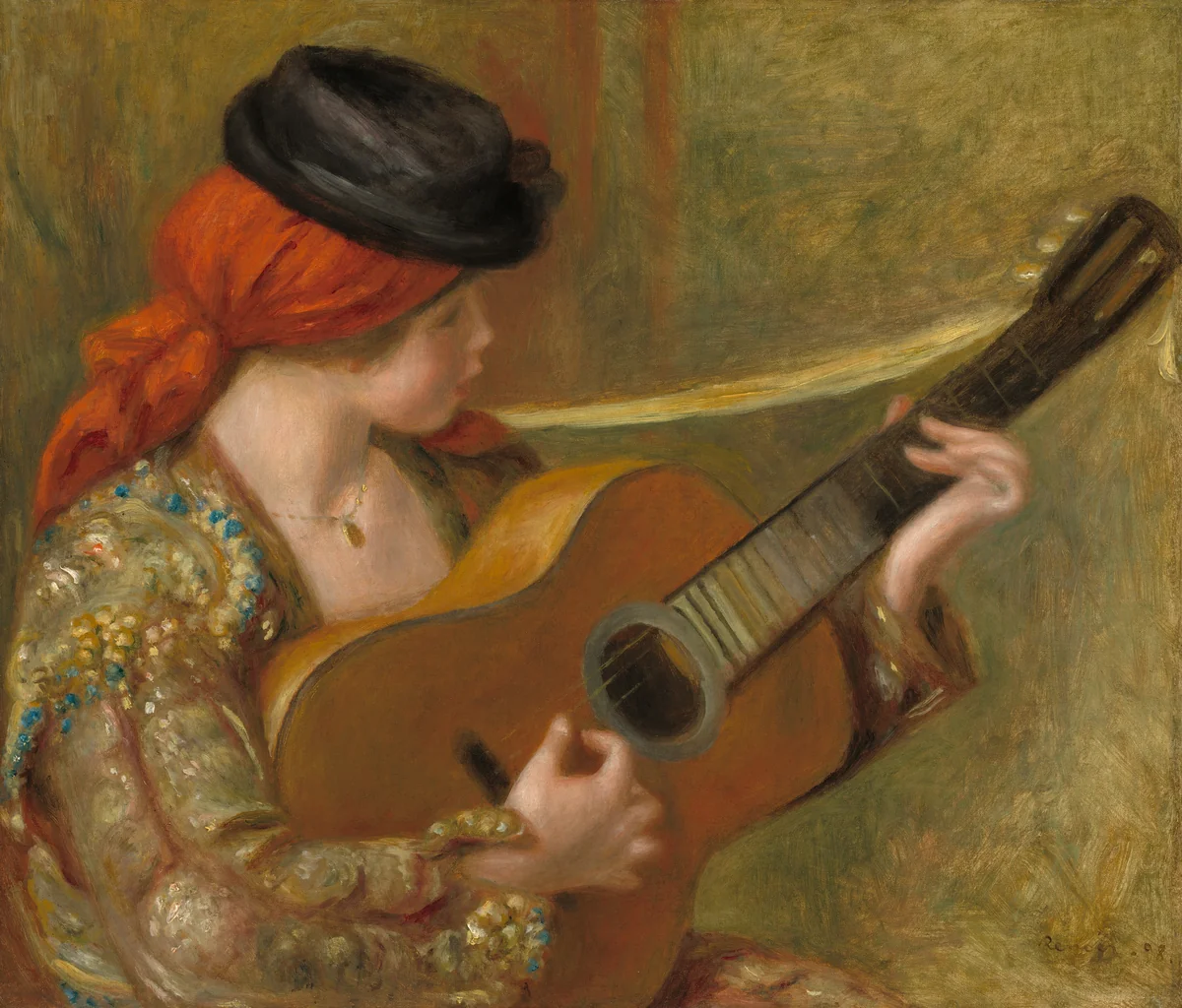 Young Spanish Woman with a Guitar by Auguste Renoir, painting, 1898