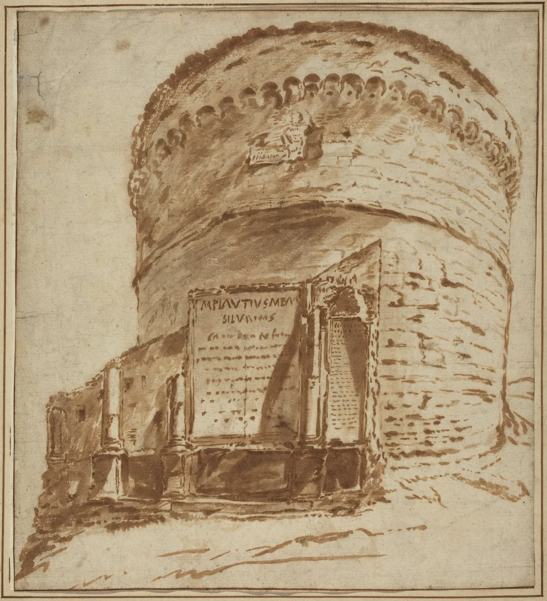 Tomb of Plautius by Bartholomeus Breenbergh, drawing, 1599-1657