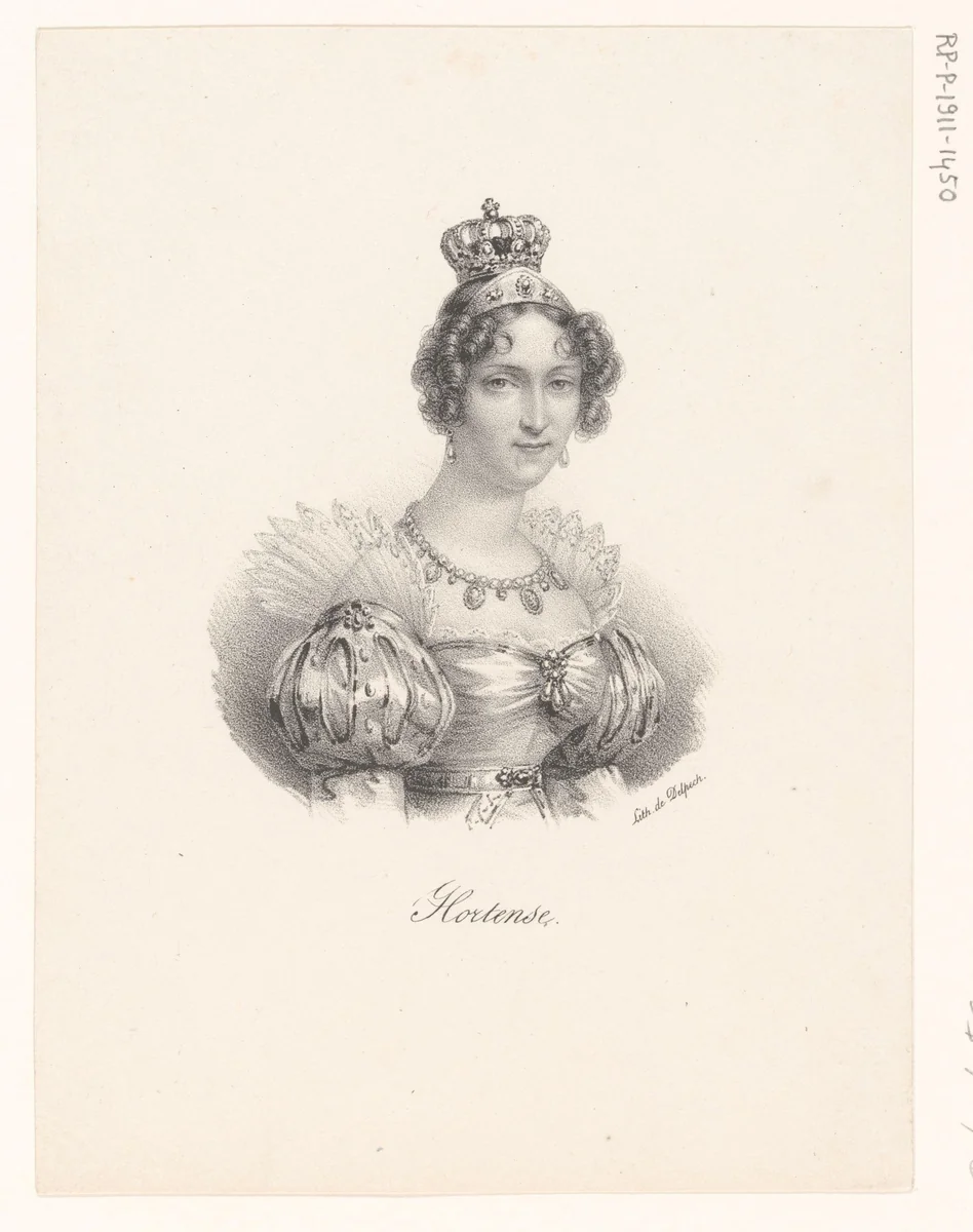 Portret van Hortense de Beauharnais by anonymous, print, 1818-1842
