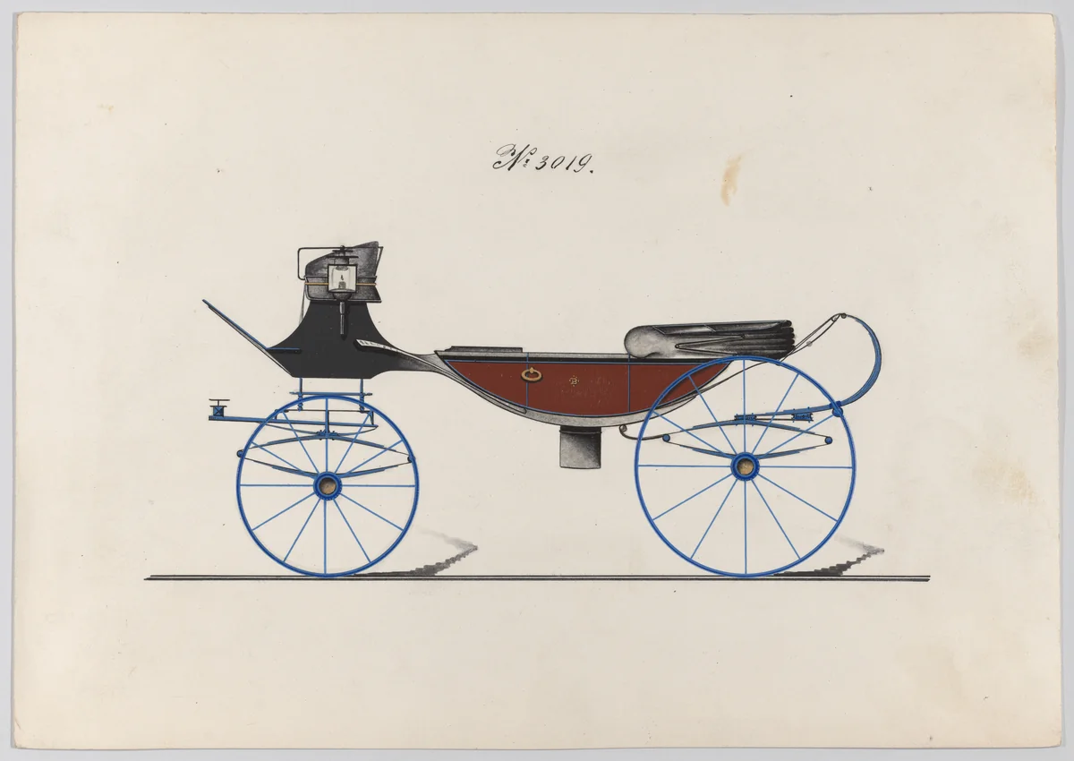 Design for a Caleche or Vis-a-vis, no. 3019 by Brewster & Co., drawing, 1874