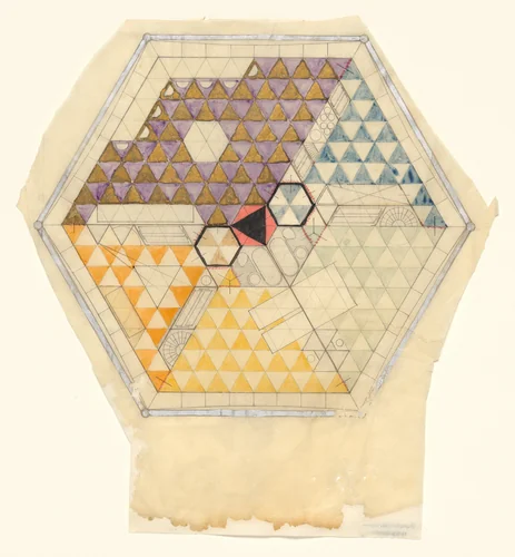 Dymaxion House project (Plan) by R. Buckminster Fuller, architecture, 1927