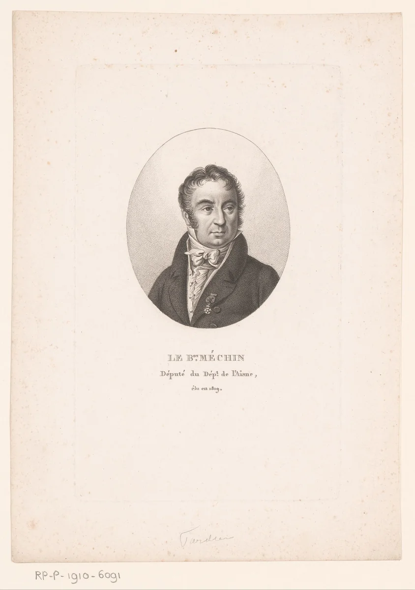 Portret van Alexandre Edme Méchin by Ambroise Tardieu, print, 1820-1821