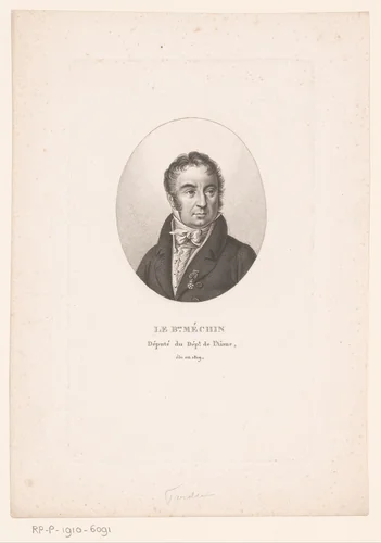 Portret van Alexandre Edme Méchin by Ambroise Tardieu, print, 1820-1821