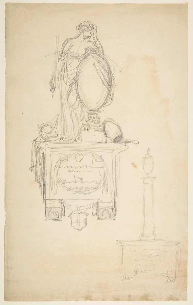 Design for a Sculpture or Monument by anonymous, drawing, 1800-1899