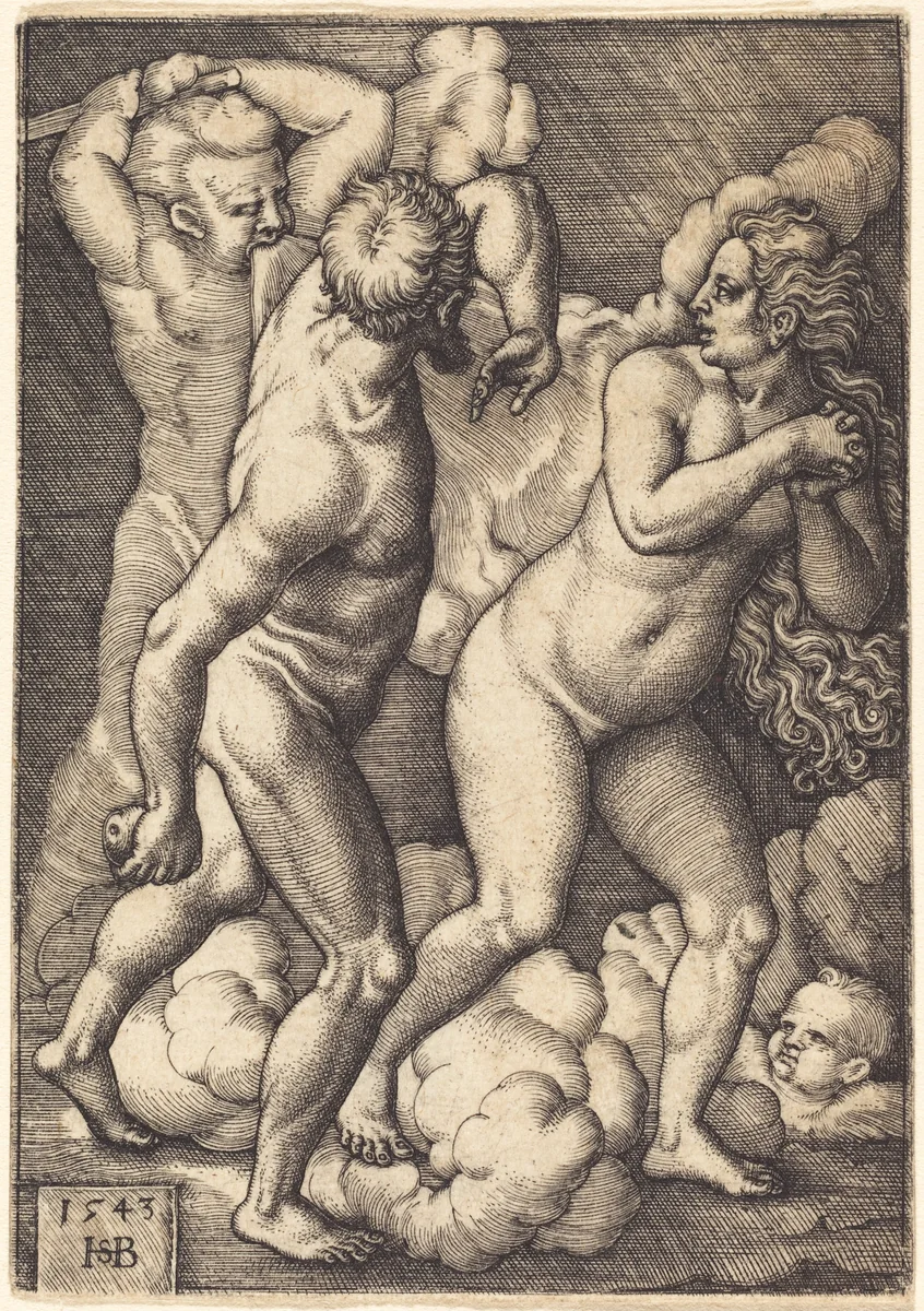 Expulsion from Paradise by Sebald Beham, print, 1543