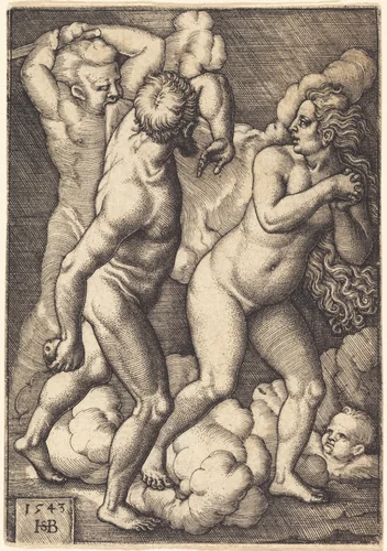 Expulsion from Paradise by Sebald Beham, print, 1543