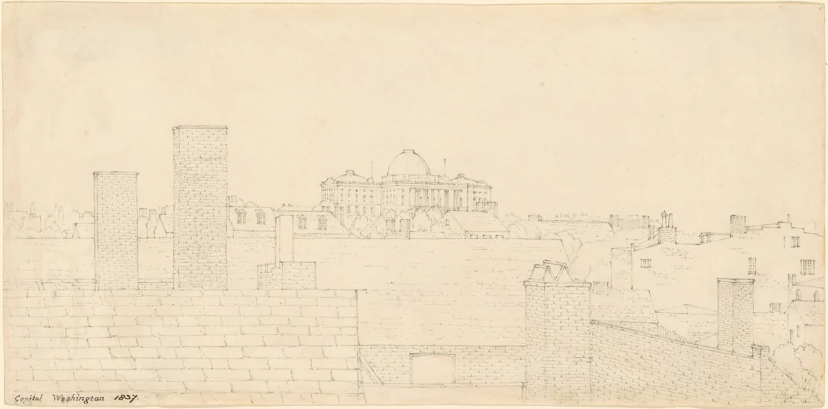 Capitol, Washington by George Strickland, drawing, 1837
