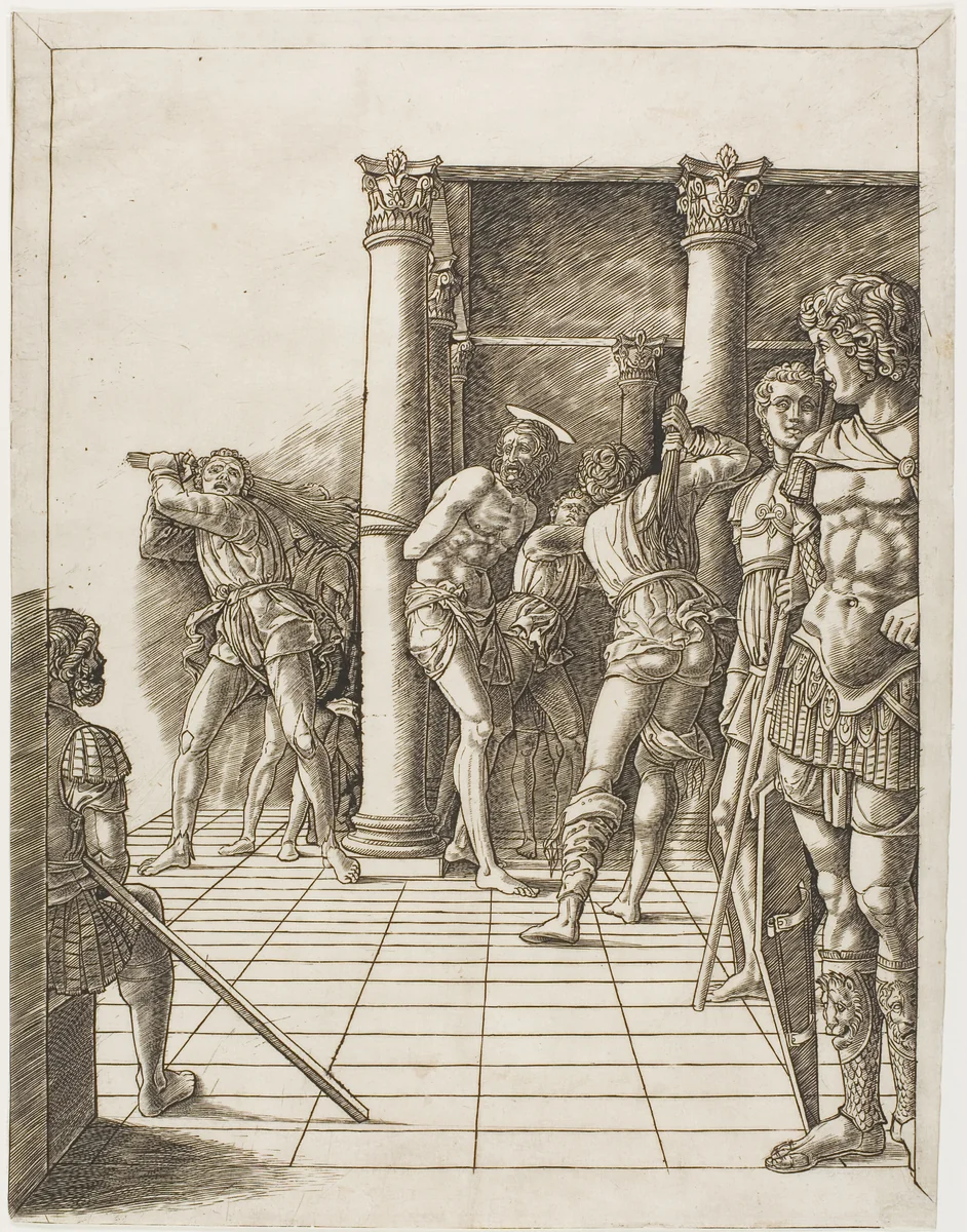 The Flagellation of Christ, with the Pavement by Andrea Mantegna, print, 1475-1480
