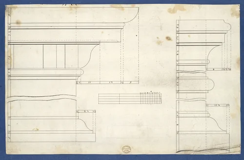 Moldings for Library Bookcase, from Chippendale Drawings, Vol. II by Thomas Chippendale, drawing, 1753