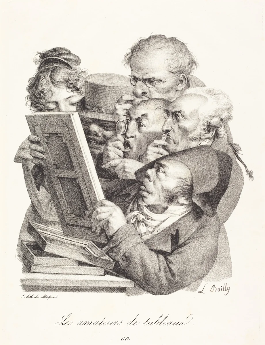 Les amateurs de tableaux (The Picture Enthusiasts) by Louis-Léopold Boilly, print, 1823
