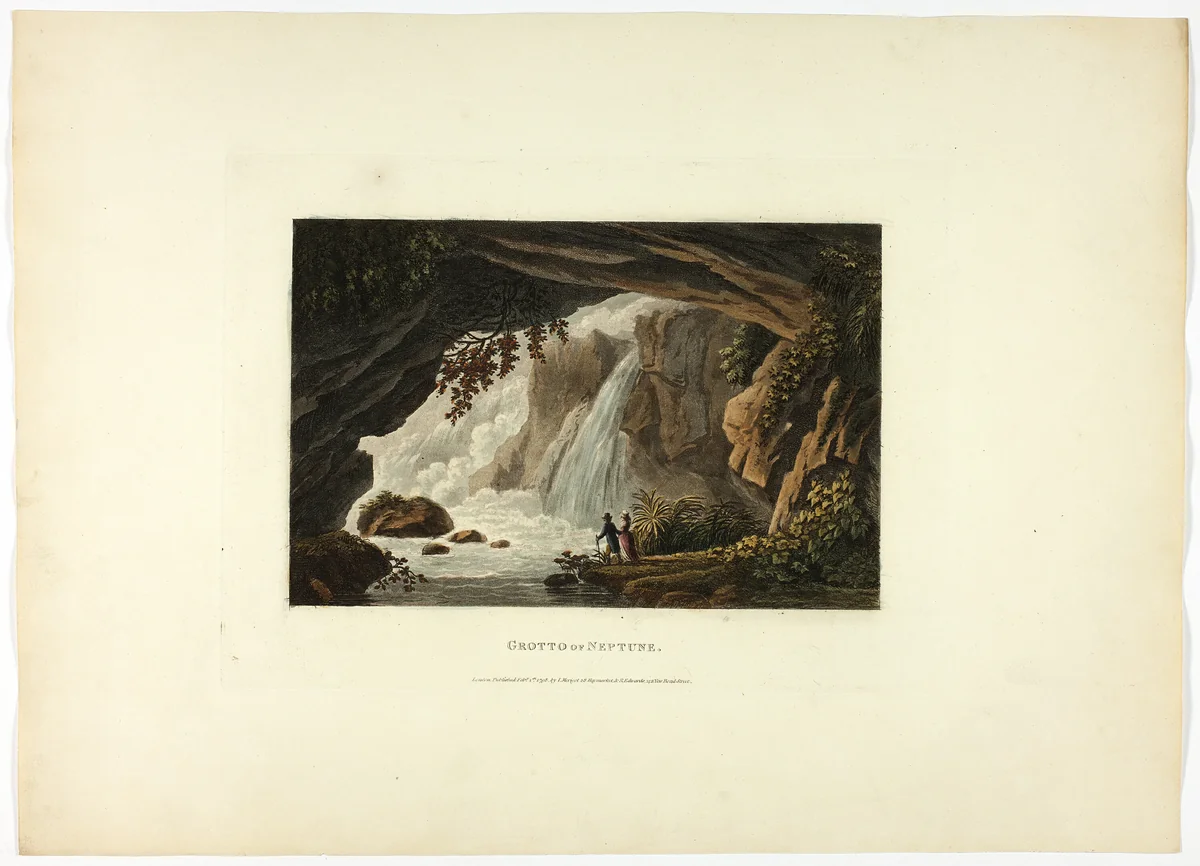 Grotto of Neptune, plate twenty-three from the Ruins of Rome by M. Dubourg, print, 1798