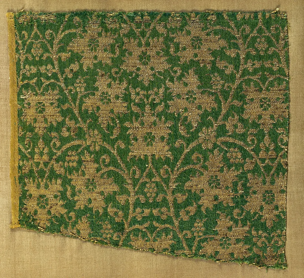 Lampas with scrolling vines and grape leaves by Unknown, textile, 1300-1399