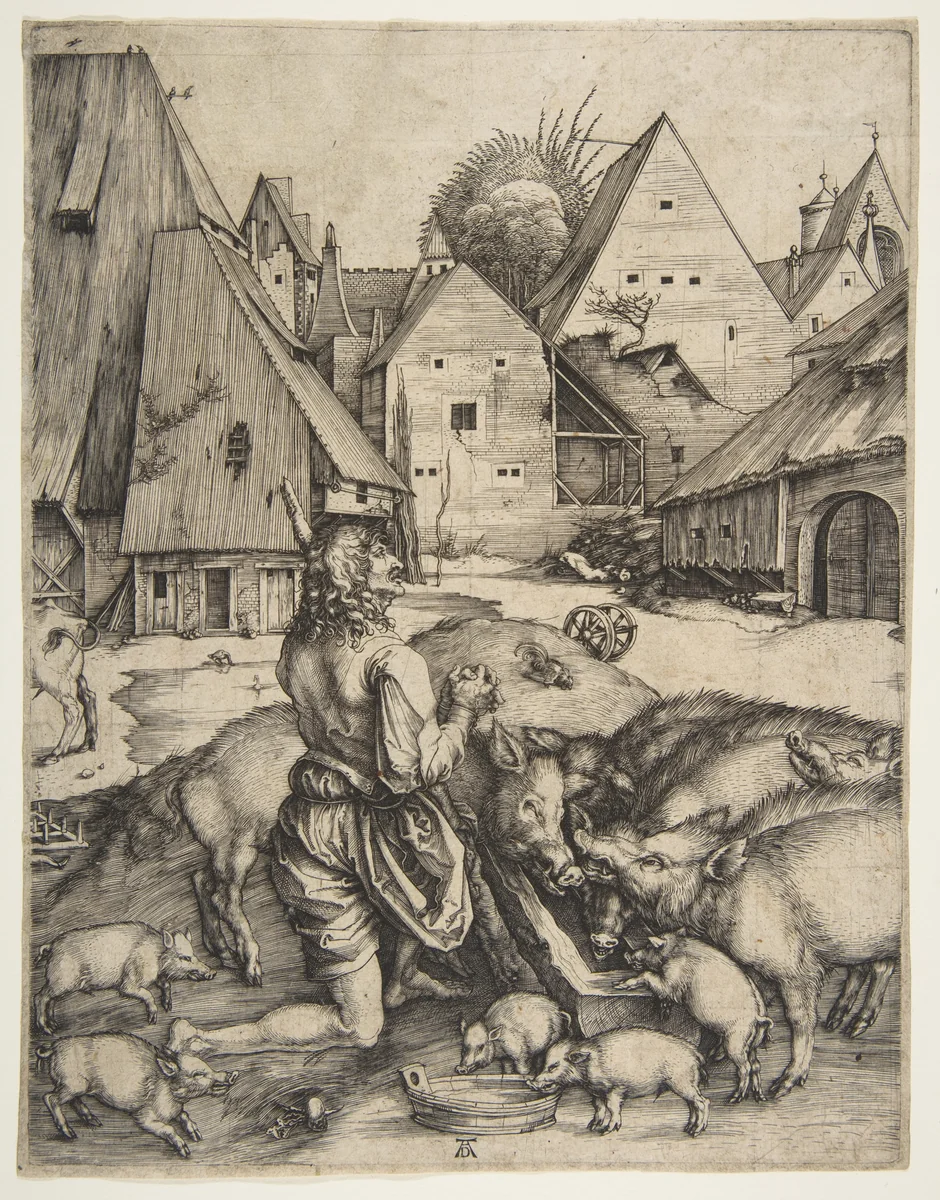 The Prodigal Son by Albrecht Dürer, print, 1496