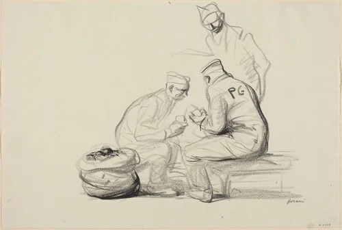 Poilu and German Prisoners by Jean-Louis Forain, drawing, 1914-1919