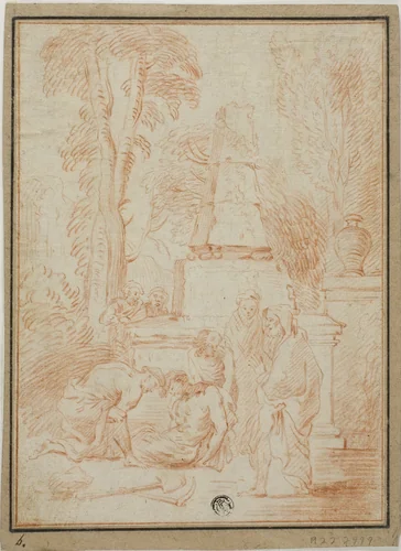 Tobit Burying the Dead or Funeral of Phocian by Antoine Watteau, drawing, 1615-1799