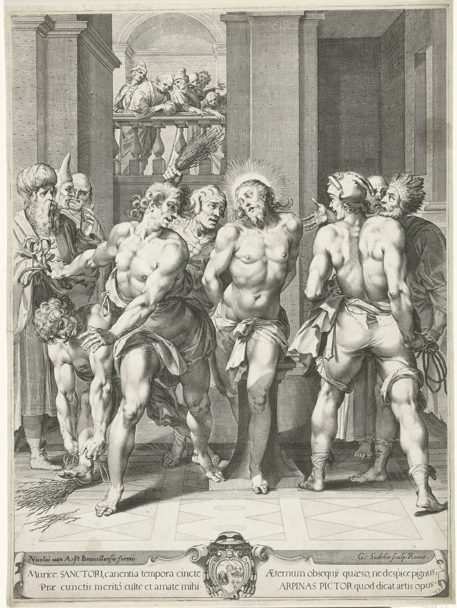 Geseling van Christus door de soldaten by Unknown, print, 1593