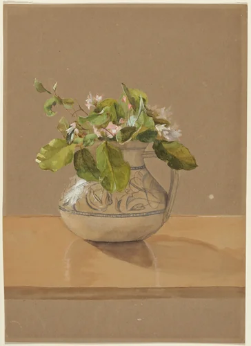 Flowers in a Pitcher by Fidelia Bridges, drawing, 1870-1879