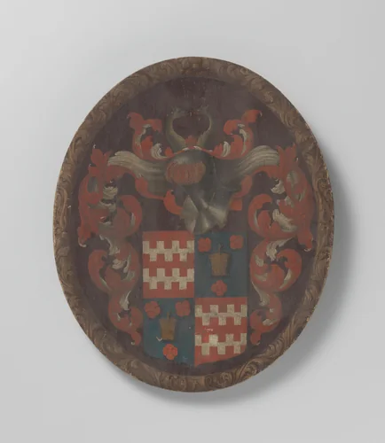 Wapenbord met wapen in vier kwartieren by anonymous, other, 1881