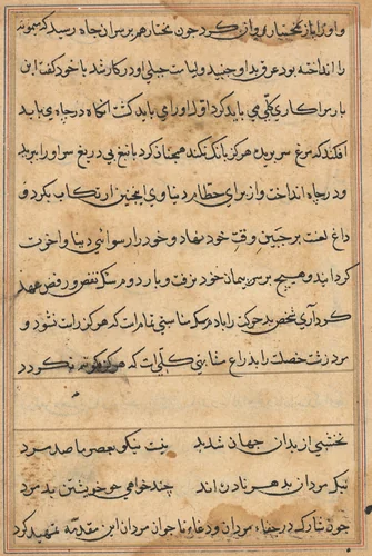 Page from Tales of a Parrot (Tuti-nama): text page by Unknown, painting, 1555-1565